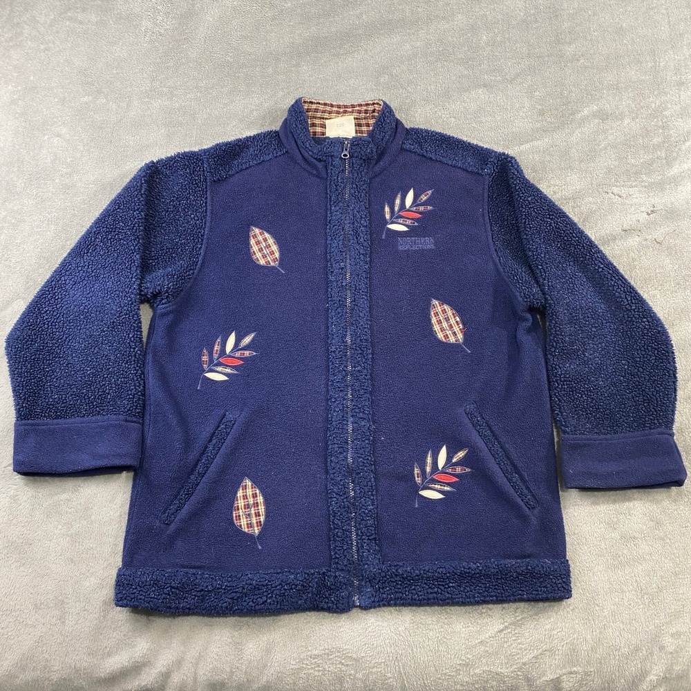 VTG Northern Reflections Fleece Jacket Cabincore Navy Leaf Embroidery Full Zip